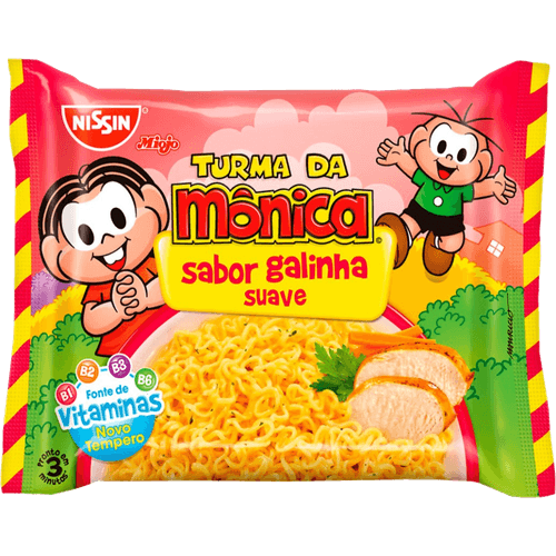 Macarrao-Instantaneo-Lamen-com-Tempero-de-Galinha-Suave-Turma-da-Monica-Nissin-Miojo-Pacote-85g-Sendo-80g-de-Macarrao-e-5g-de-Tempero