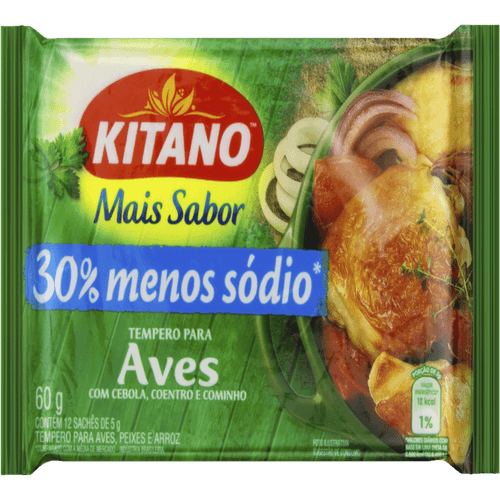 Tempero-Po-para-Aves-com-Cebola-Coentro-e-Cominho-Kitano-Mais-Sabor-Pacote-60g-12-Unidades-de-5g-Cada Tempero-Po-para-Aves-com-Cebola-Coentro-e-Cominho-Kitano-Mais-Sabor-Pacote-60g-12-Unidades-de-5g-Cada