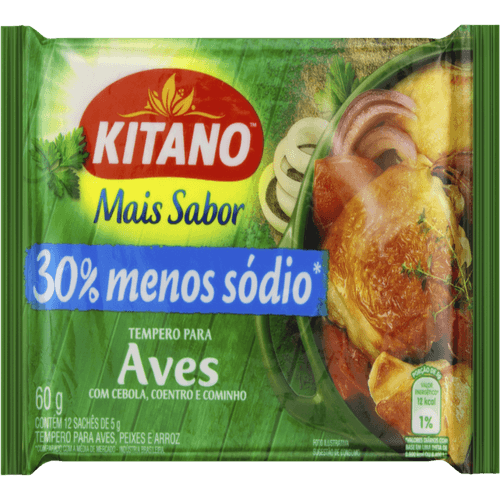 Tempero-Po-para-Aves-com-Cebola-Coentro-e-Cominho-Kitano-Mais-Sabor-Pacote-60g-12-Unidades-de-5g-Cada