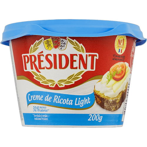 Creme-de-Queijo-Ricota-Light-President-Pote-200g Creme-de-Queijo-Ricota-Light-President-Pote-200g
