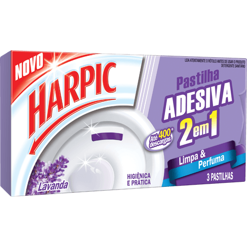 Harpic-Limpador-e-Aromatizador-Sanitario-Pastilha-Adesiva-Power-2-em-1-Lavanda-3-unidades Harpic-Limpador-e-Aromatizador-Sanitario-Pastilha-Adesiva-Power-2-em-1-Lavanda-3-unidades