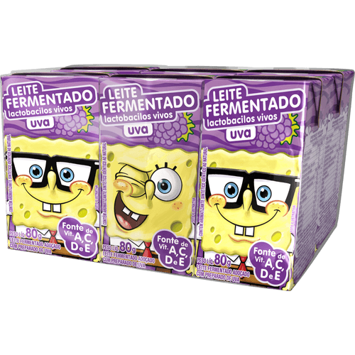 Leite-Fermentado-Desnatado-com-Lactobacilos-Vivos-com-Preparado-de-Uva-Bob-Esponja-Batavo-Caixa-80g Leite-Fermentado-Desnatado-com-Lactobacilos-Vivos-com-Preparado-de-Uva-Bob-Esponja-Batavo-Caixa-80g