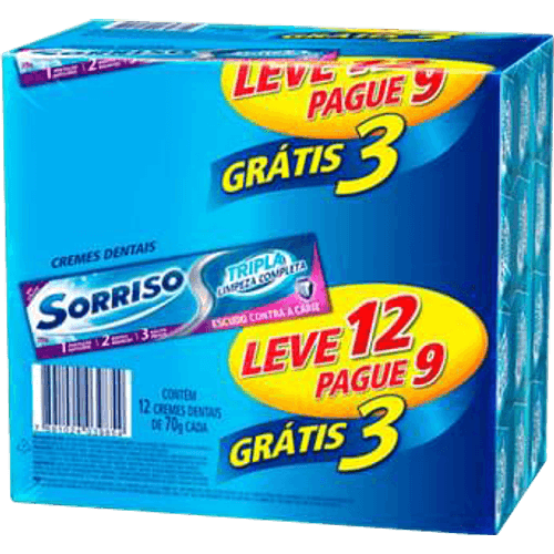 Creme-Dental-Sorriso-Tripla-Limpeza-Completa-Caixa-70g-Cada-Leve-12-Pague-9-Unidades