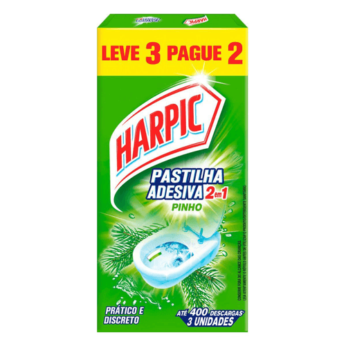 Harpic-Limpador-e-Aromatizador-Sanitario-Pastilha-Adesiva-Power-2-em-1-Pinho-3-unidades----Leve-3-Pague-2 Harpic-Limpador-e-Aromatizador-Sanitario-Pastilha-Adesiva-Power-2-em-1-Pinho-3-unidades----Leve-3-Pague-2
