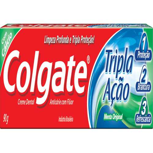 Creme-Dental-Anticarie-com-Fluor-Menta-Original-Colgate-Tripla-Acao-Caixa-90g Creme-Dental-Anticarie-com-Fluor-Menta-Original-Colgate-Tripla-Acao-Caixa-90g