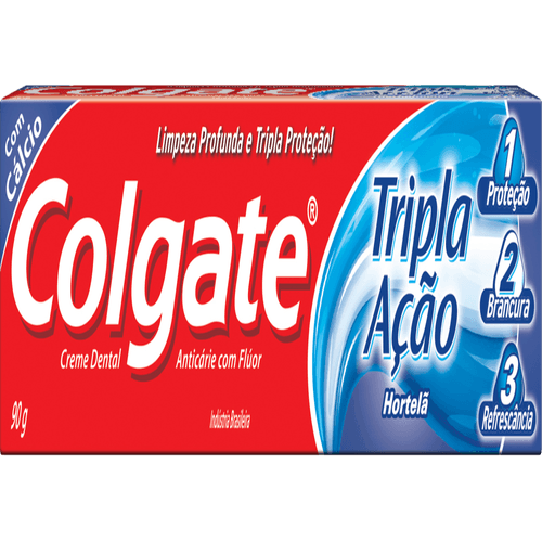 Creme-Dental-Anticarie-com-Fluor-Hortela-Colgate-Tripla-Acao-Caixa-90g Creme-Dental-Anticarie-com-Fluor-Hortela-Colgate-Tripla-Acao-Caixa-90g