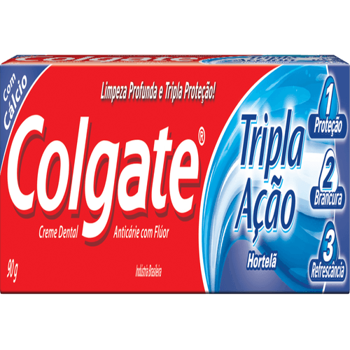 Creme-Dental-Anticarie-com-Fluor-Hortela-Colgate-Tripla-Acao-Caixa-90g