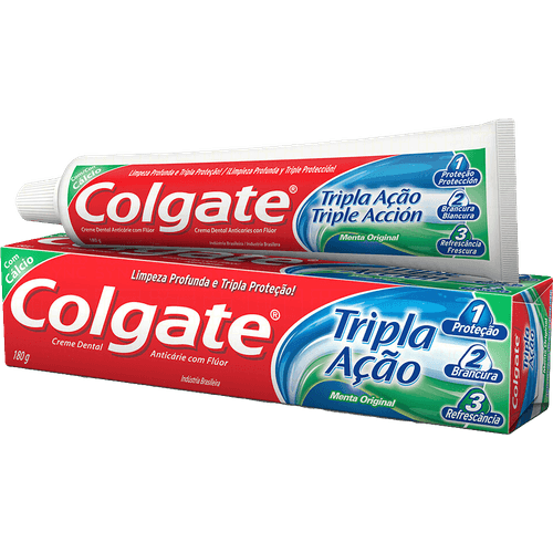 Creme-Dental-Anticarie-com-Fluor-Menta-Original-Colgate-Tripla-Acao-Caixa-180g Creme-Dental-Anticarie-com-Fluor-Menta-Original-Colgate-Tripla-Acao-Caixa-180g