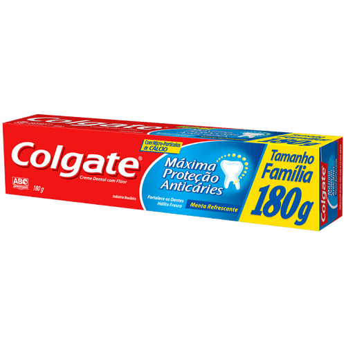 Creme-Dental-com-Fluor-Menta-Refrescante-Colgate-Maxima-Protecao-Anticaries-Caixa-180g Creme-Dental-com-Fluor-Menta-Refrescante-Colgate-Maxima-Protecao-Anticaries-Caixa-180g