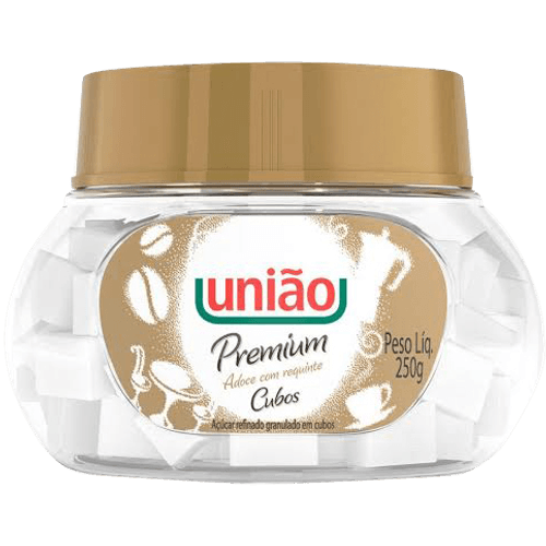 Acucar-em-Cubos-Uniao-Premium-Pote-250g Acucar-em-Cubos-Uniao-Premium-Pote-250g