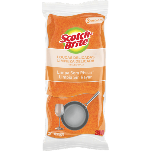 Esponja-Laranja-Nao-Risca-Loucas-Delicadas-Scotch-Brite-Antibac-3-Unidades Esponja-Laranja-Nao-Risca-Loucas-Delicadas-Scotch-Brite-Antibac-3-Unidades
