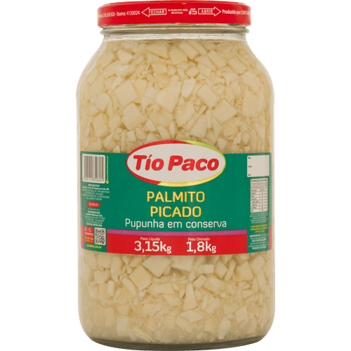 Palmito-Pupunha-Picado-Tio-Paco-Vidro-18Kg Palmito-Pupunha-Picado-Tio-Paco-Vidro-18Kg