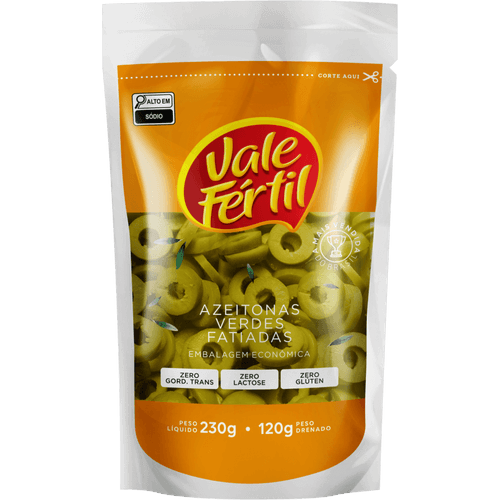 Azeitona-Verde-em-Conserva-Fatiada-Vale-Fertil-Sache-Peso-Liquido-230g-Peso-Drenado-120g-Embalagem-Economica Azeitona-Verde-em-Conserva-Fatiada-Vale-Fertil-Sache-Peso-Liquido-230g-Peso-Drenado-120g-Embalagem-Economica