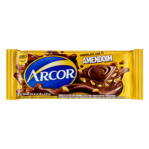 Chocolate-ao-Leite-com-Amendoim-Arcor-Pacote-80g Chocolate-ao-Leite-com-Amendoim-Arcor-Pacote-80g