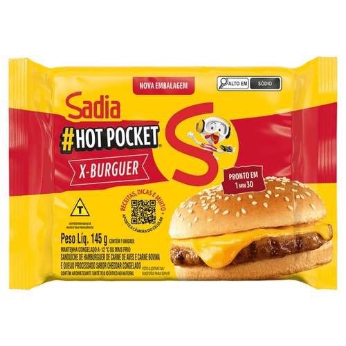 Sanduiche-Congelado-X-Burguer-de-Carne-de-Aves-e-Bovina-e-Queijo-Processado-Cheddar-Sadia-Hot-Pocket-Pacote-145g