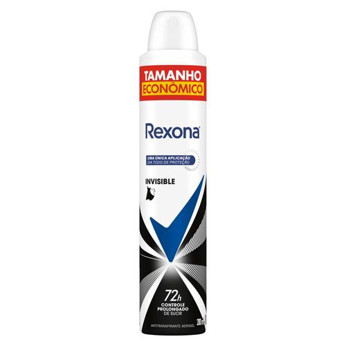 Antitranspirante Aerossol Invisible 72h Rexona 200ml Spray Tamanho Econômico Antitranspirante Aerossol Invisible 72h Rexona 200ml Spray Tamanho Econômico