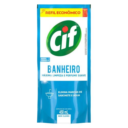 Limpador de Uso Geral Banheiro sem Cloro Cif Sachê 450ml Refil Econômico