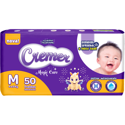 Fralda-Descartavel-Infantil-Cremer-Magic-Care-M-4-a-9kg-Pacote-50-Unidades