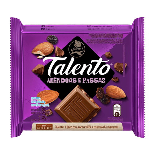 Chocolate-GAROTO-TALENTO-Amendoas-com-Passas-85g