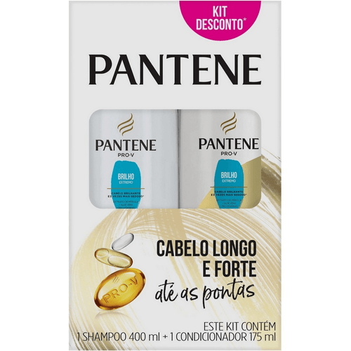 Kit-Shampoo-400ml---Condicionador-175ml-Pantene-Pro-V-Brilho-Extremo Kit-Shampoo-400ml---Condicionador-175ml-Pantene-Pro-V-Brilho-Extremo