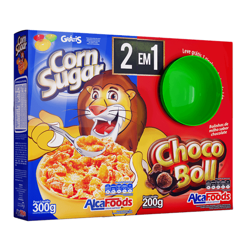 Kit-Cereal-Matinal-Choco-Boll-200g---Corn-Sugar-300g-Gratis-1-Tigela Kit-Cereal-Matinal-Choco-Boll-200g---Corn-Sugar-300g-Gratis-1-Tigela