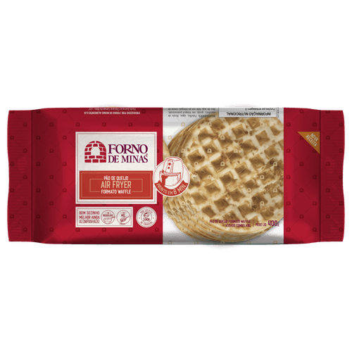 Pao-de-Queijo-Congelado-Formato-Waffle-Assado-Forno-de-Minas-Pacote-400g-10-Unidades Pao-de-Queijo-Congelado-Formato-Waffle-Assado-Forno-de-Minas-Pacote-400g-10-Unidades