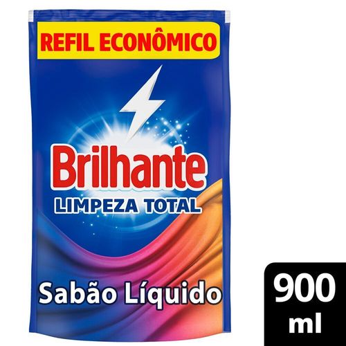 Lava-Roupas-Liquido-Roupas-Brancas-e-Coloridas-Brilhante-Limpeza-Total-Sache-900ml-Refil-Economico