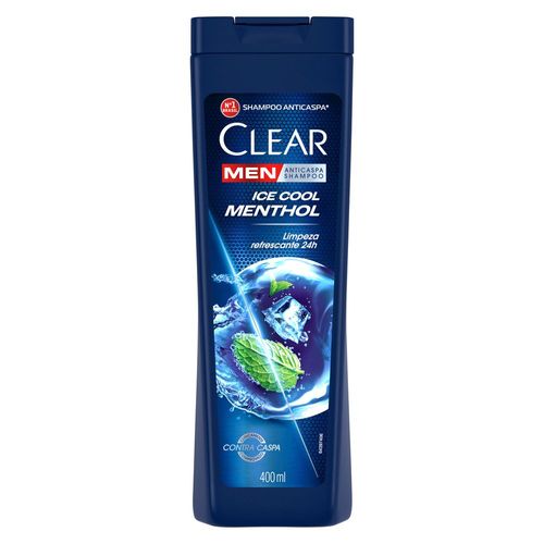 Shampoo Anticaspa Ice Cool Menthol Clear Men Frasco Leve 400ml Pague 330ml