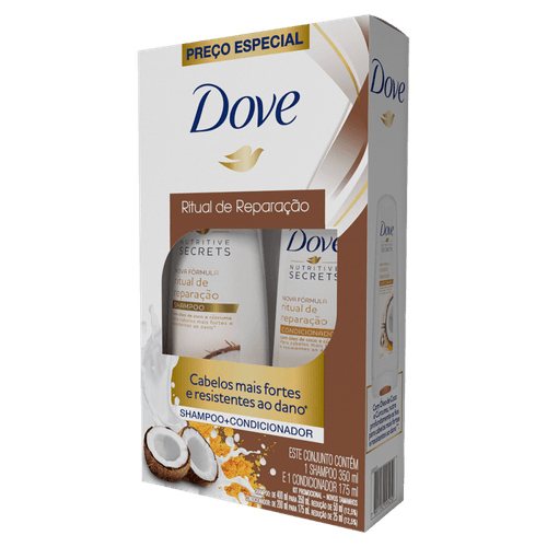 Kit-Promocional-Shampoo-350ml---Condicionador-175ml-com-Oleo-de-Coco-e-Curcuma-Dove-Ritual-de-Reparacao-Preco-Especial