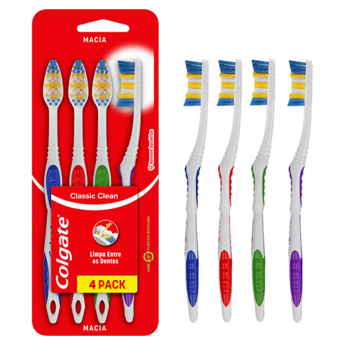 Escova-Dental-Macia-Colgate-Classic-Clean-4-Unidades Escova-Dental-Macia-Colgate-Classic-Clean-4-Unidades