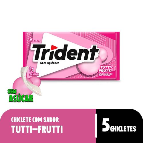 Chiclete-Trident-Tutti-Frutti-Sem-Acucar-8g---Embalagem-com-5-unid. Chiclete-Trident-Tutti-Frutti-Sem-Acucar-8g---Embalagem-com-5-unid.