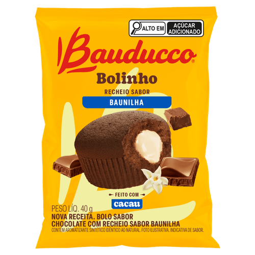Bolinho-Chocolate-com-Recheio-Baunilha-Bauducco-Pacote-40g Bolinho-Chocolate-com-Recheio-Baunilha-Bauducco-Pacote-40g