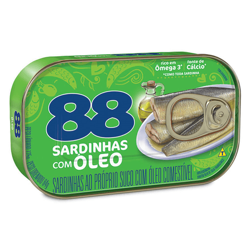 Sardinha-ao-Proprio-Suco-com-Oleo-Comestivel-88-Lata-Peso-Liquido-125g-Peso-Drenado-75g Sardinha-ao-Proprio-Suco-com-Oleo-Comestivel-88-Lata-Peso-Liquido-125g-Peso-Drenado-75g
