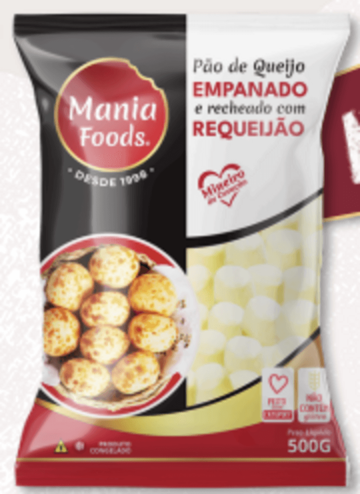 PAO QUEIJO MANIA FOODS 500G PACOTE C/ REQUEIJAO