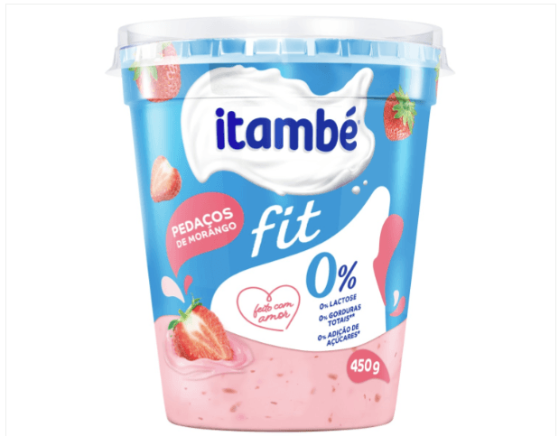 IOGURTE ITAMBE FIT 450G- PT ZERO LACTOSE DESNATADO MORANGO