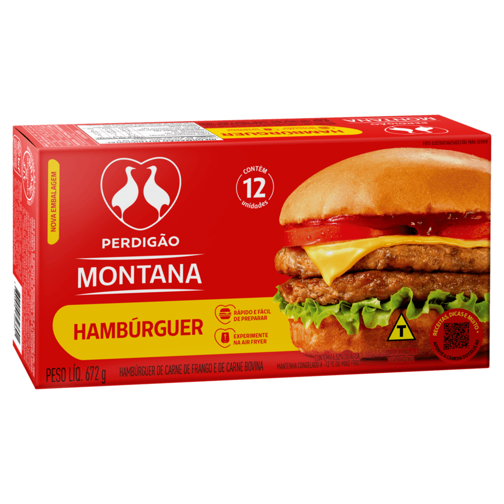 Hambúrguer de carne de frango e bovina Perdigão caixa 672g 12 unidades