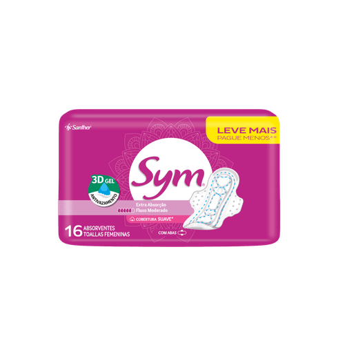 Absorvente-Sym-Premium-Cobertura-Suave-com-Abas-16-unidades Absorvente-Sym-Premium-Cobertura-Suave-com-Abas-16-unidades