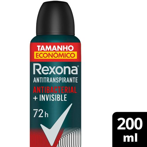 Antitranspirante Aerossol Invisible 72h Rexona Men 200ml Spray Tamanho Econômico Antitranspirante Aerossol Invisible 72h Rexona Men 200ml Spray Tamanho Econômico