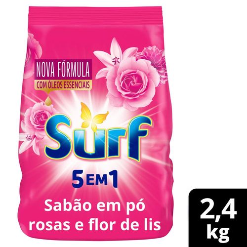 Sanitizante Lava-Roupas em Pó 5 em 1 Rosas e Flor-de-Lis Surf Pacote 2,4kg Embalagem Econômica