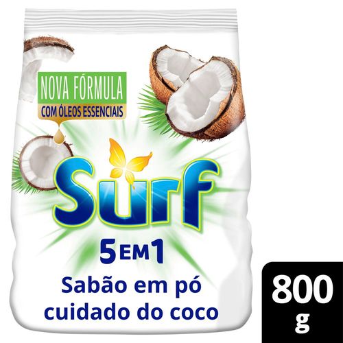 Lava-Roupas em Pó Cuidado do Coco Óleos Essenciais 5 em 1 Surf Pacote 800g
